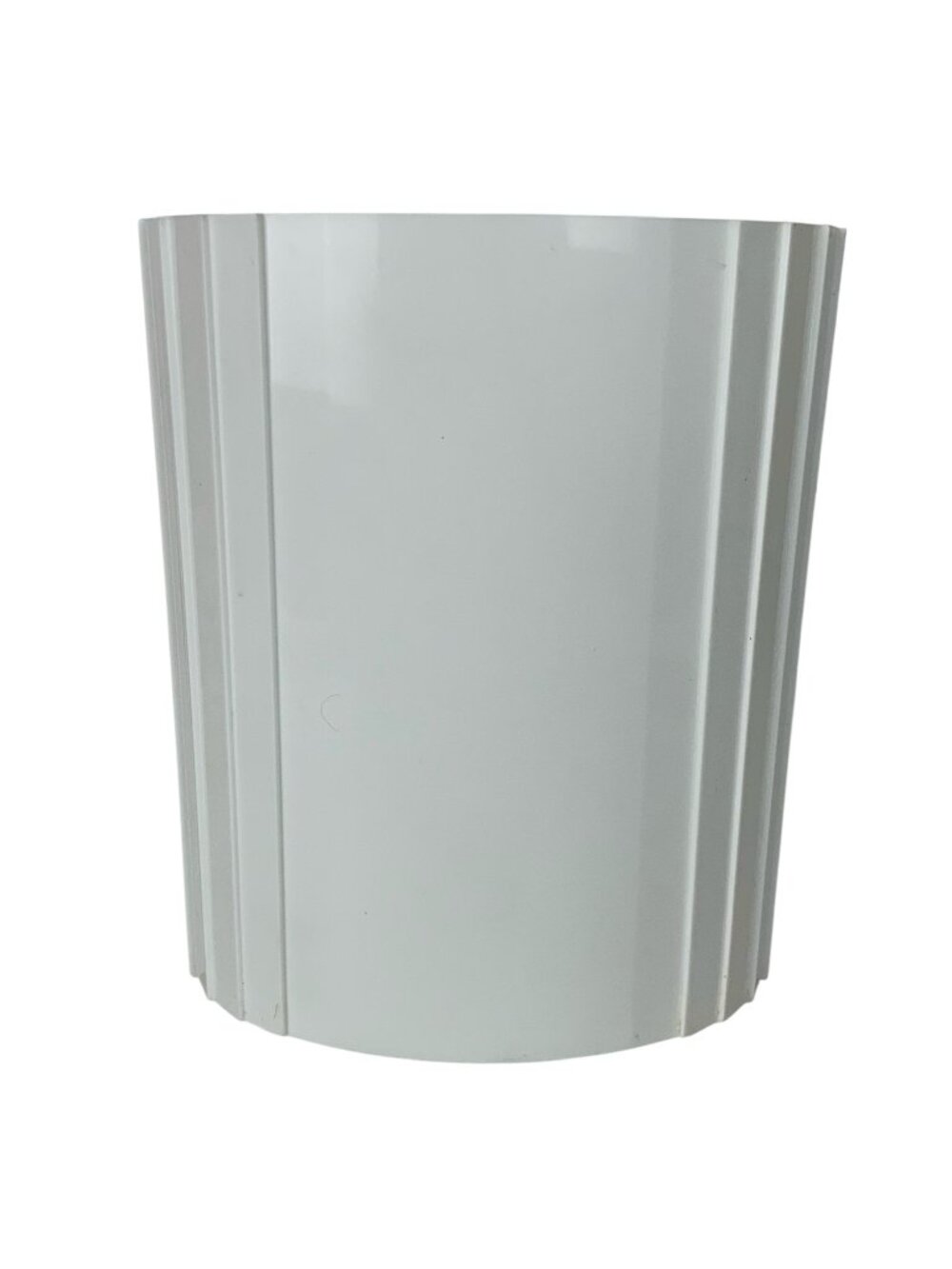 Vintage Sculpted Plastic Oval Wastebasket Trash Can White 80s Bathroom Decor